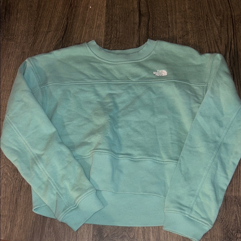 The North Face Women's Teal  cropped Crew Neck Sweater